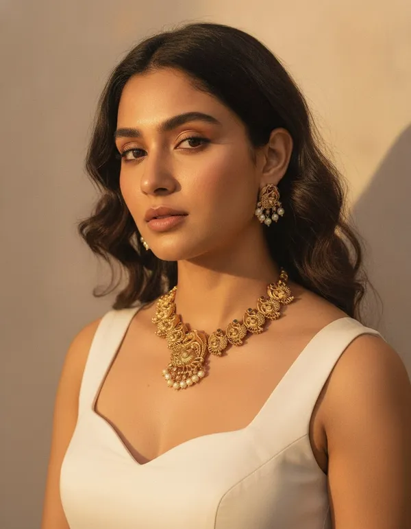 Gold_Brass_Peacock_Necklace_Set_For_Women