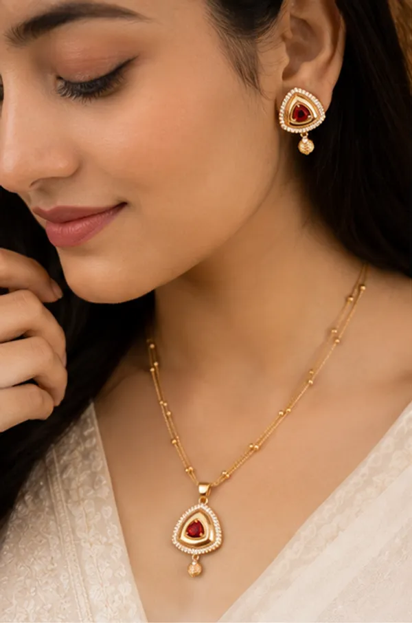 Gold_And_Red_Brass_Alloy_Stone_Necklace_And_Earrings_Set_For_Women