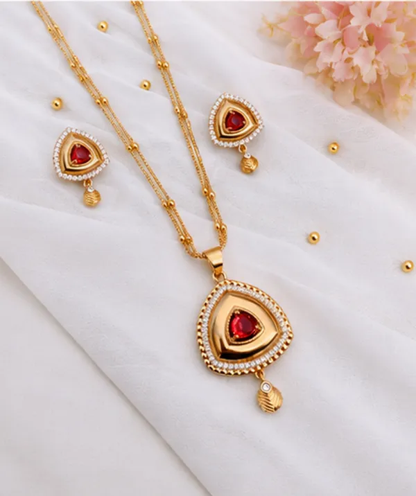 Gold_And_Red_Brass_Alloy_Stone_Necklace_And_Earrings_Set_For_Women