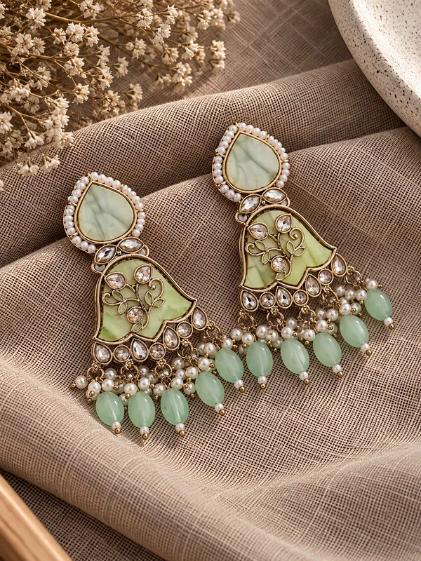 Green_And_White_Brass_Pearl_Chandbali_Earrings_For_Women