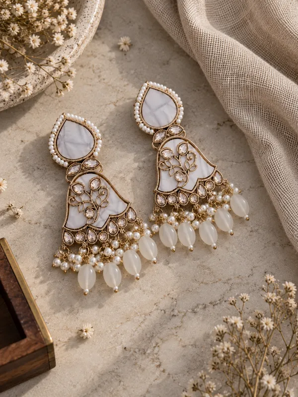 Gold_And_White_Brass_Stone_Chandelier_Earrings_For_Women