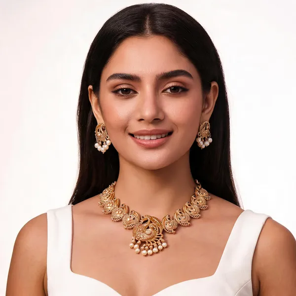 Gold_Brass_Peacock_Necklace_Set_For_Women