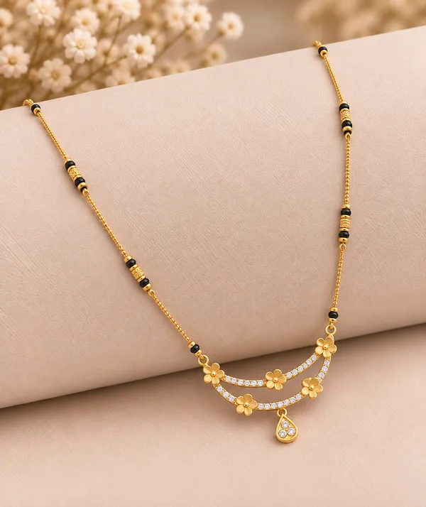 Gold_And_Black_Brass_Double_Floral_Arc_Mangalsutra_Necklace_For_Women