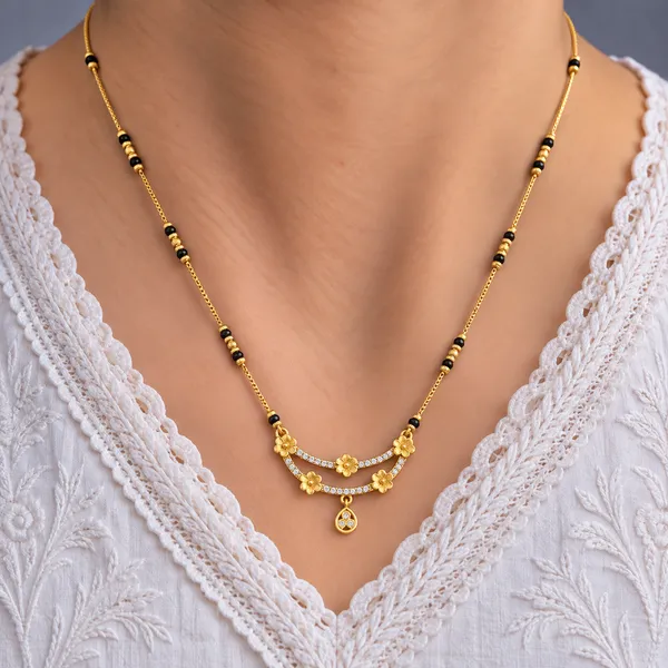 Gold_And_Black_Brass_Double_Floral_Arc_Mangalsutra_Necklace_For_Women