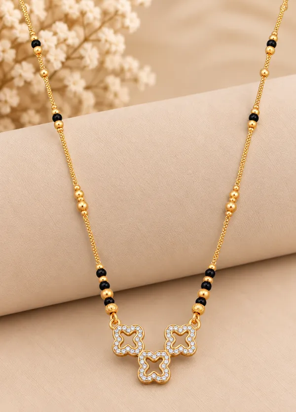 Gold_And_Black_Brass_Three_Clover_Mangalsutra_Necklace_For_Women