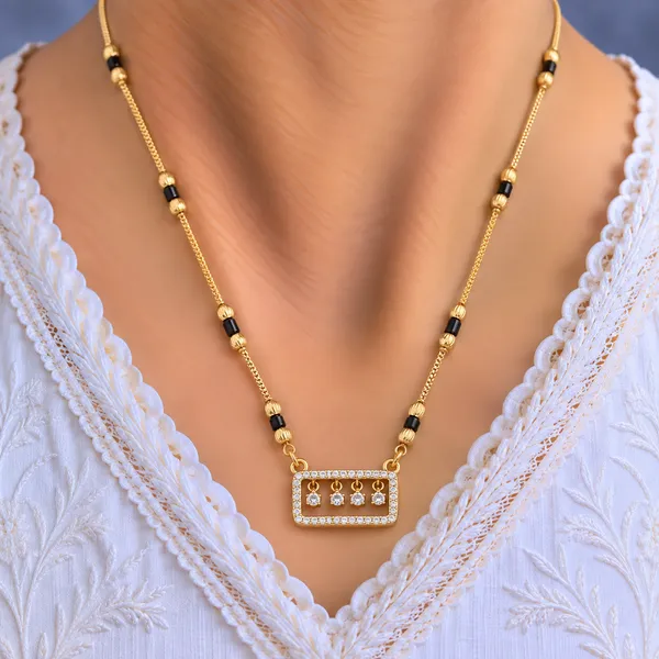 Gold_And_Black_Brass_Rectangle_Four_Drop_Mangalsutra_Necklace_For_Women