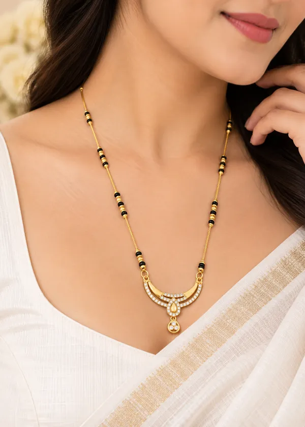 Gold_And_Black_Brass_Crescent_Teardrop_Mangalsutra_Necklace_For_Women