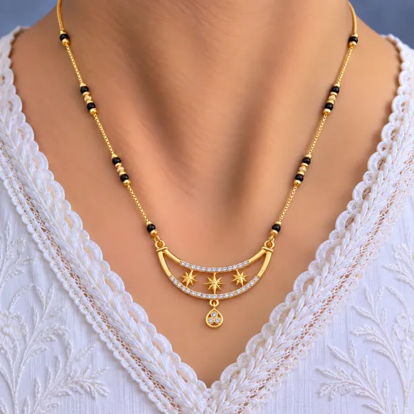 Gold_And_Black_Brass_Crescent_Three_Star_Mangalsutra_Necklace_For_Women