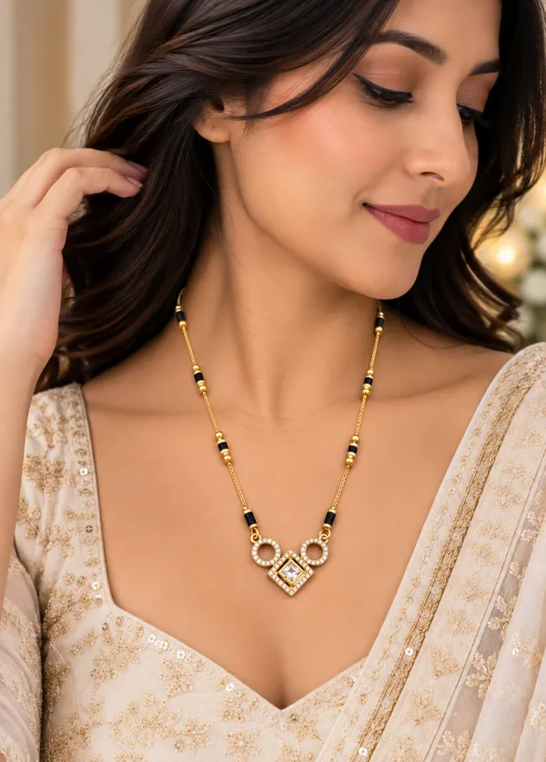 Gold_And_Black_Brass_Twin_Circle_Square_Mangalsutra_Necklace_For_Women