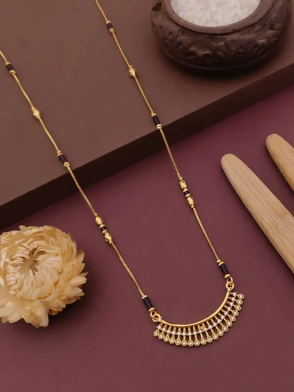 Gold_And_Black_Brass_Crescent_Fringe_Mangalsutra_Necklace_For_Women