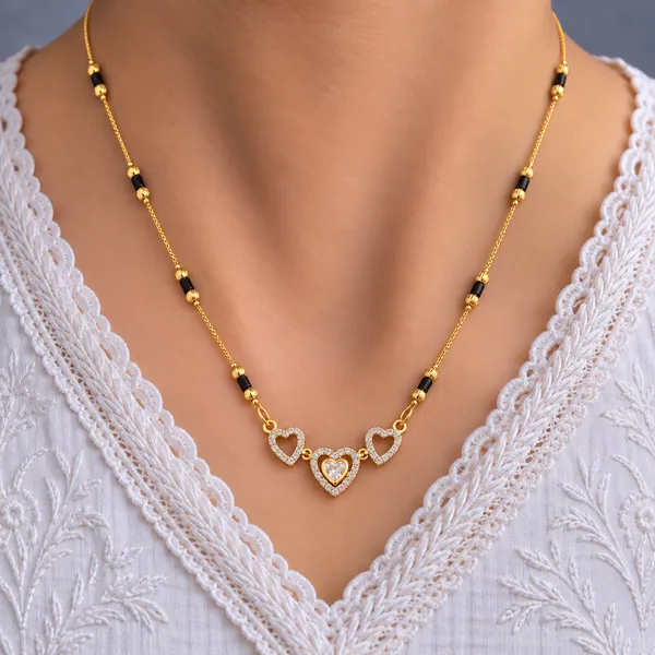 Gold_And_Black_Brass_Three_Outlined_Heart_Mangalsutra_Necklace_For_Women