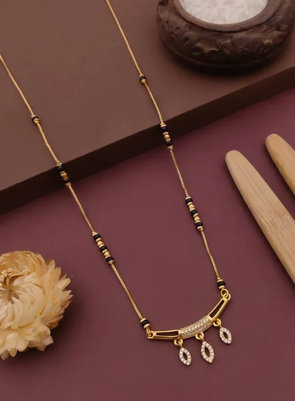 Gold_And_Black_Brass_Curved_Bar_Three_Drop_Mangalsutra_Necklace_For_Women