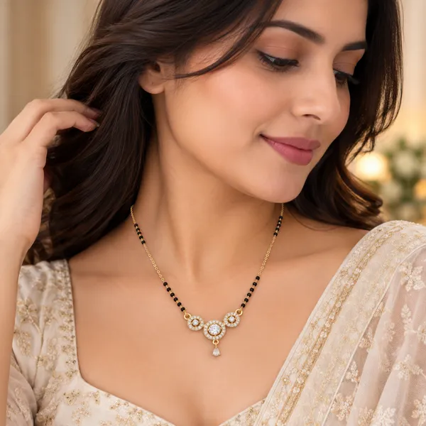 Gold_And_Black_Brass_Three_Halo_Circle_Mangalsutra_Necklace_For_Women