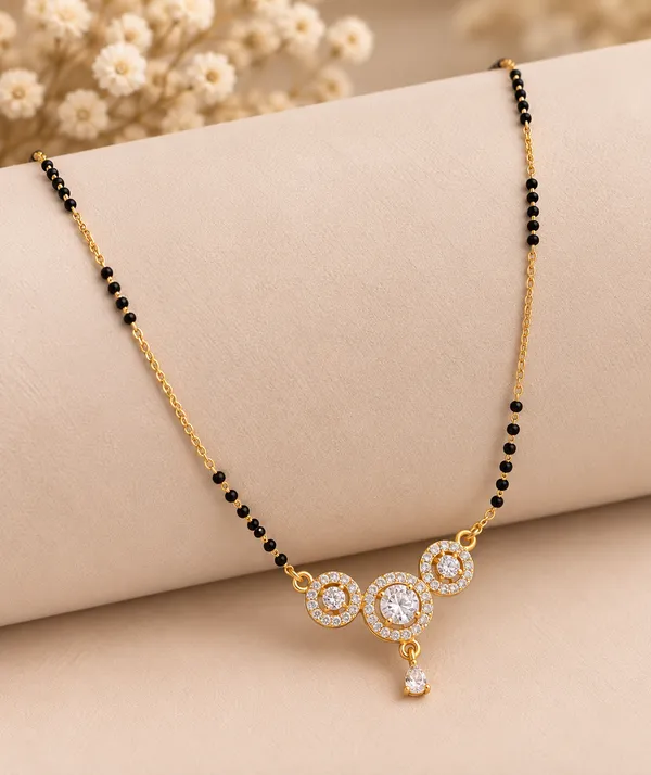 Gold_And_Black_Brass_Three_Halo_Circle_Mangalsutra_Necklace_For_Women
