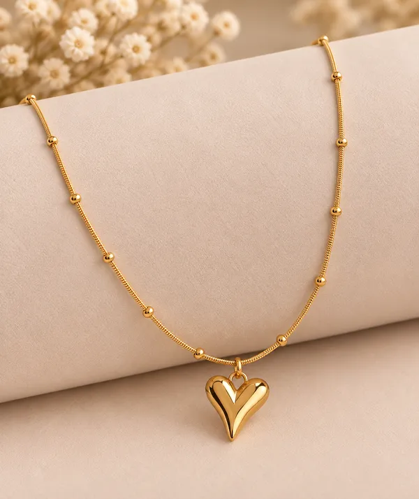 Gold_Brass_Puffy_Heart_Pendant_Necklace_For_Women