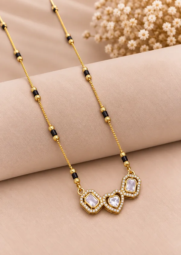 Gold_And_Black_Brass_Hexagon_Heart_Mangalsutra_Necklace_For_Women