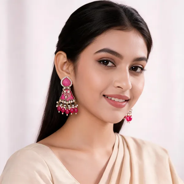 Gold_And_Pink_Brass_Pearl_Drop_Jhumka_Earrings_For_Women