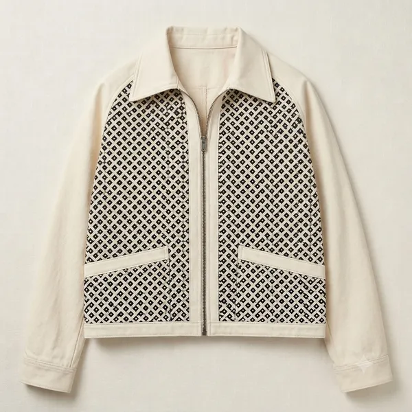 Cream_and_Black_Jacquard_Regular_fit_jacket_Unisex