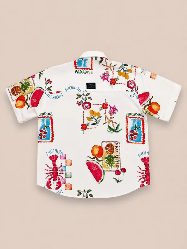 White_Printed_and_Embroidered_Short_Sleeve_Shirt_for_Unisex