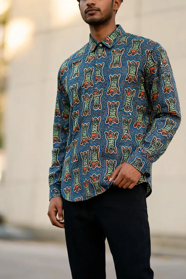 Blue_Printed_And_Embroidered_Full_Sleeve_Shirt_For_Unisex