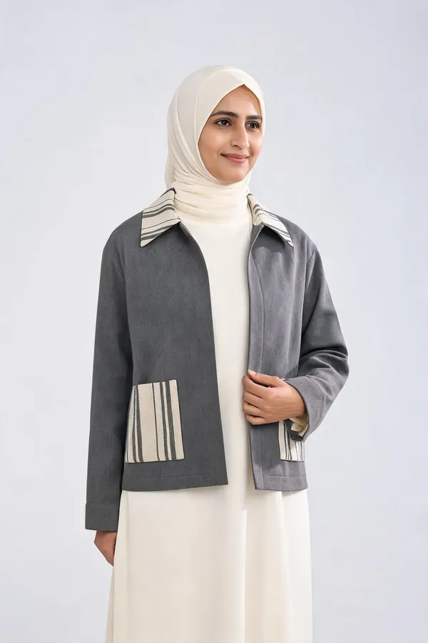 Grey_Contrast_Collar_Jacket_For_Unisex