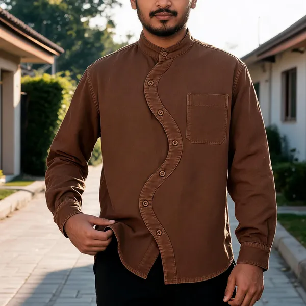 Brown_Casual_Full_Sleeve_Shirt_For_Unisex