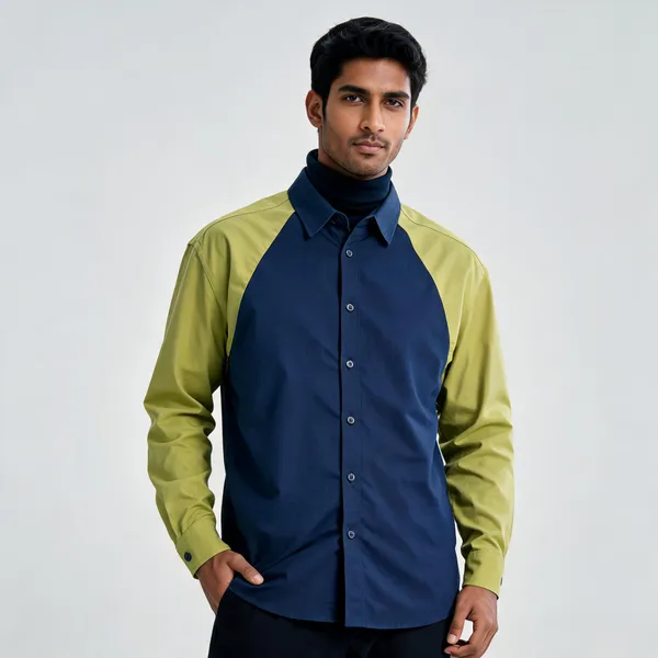 Navy_Blue_Color_Block_Full_Sleeve_Shirt_For_Unisex
