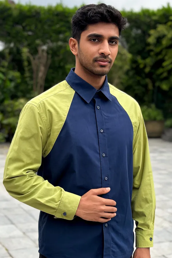Navy_Blue_Color_Block_Full_Sleeve_Shirt_For_Unisex