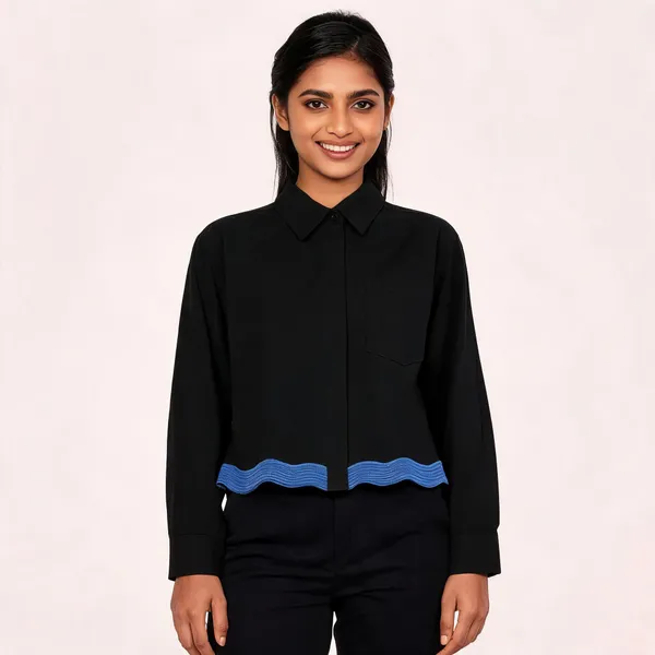Black_Wavy_Lace_Trim_Shirt_For_Unisex