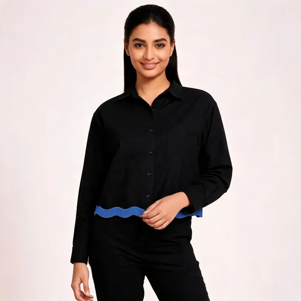 Black_Wavy_Lace_Trim_Shirt_For_Unisex
