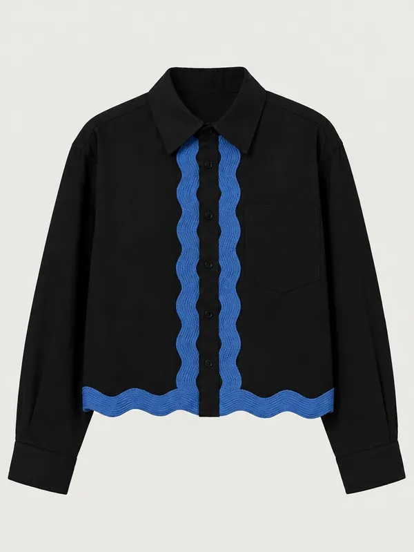Black_Wavy_Lace_Trim__Shirt_for_Unisex