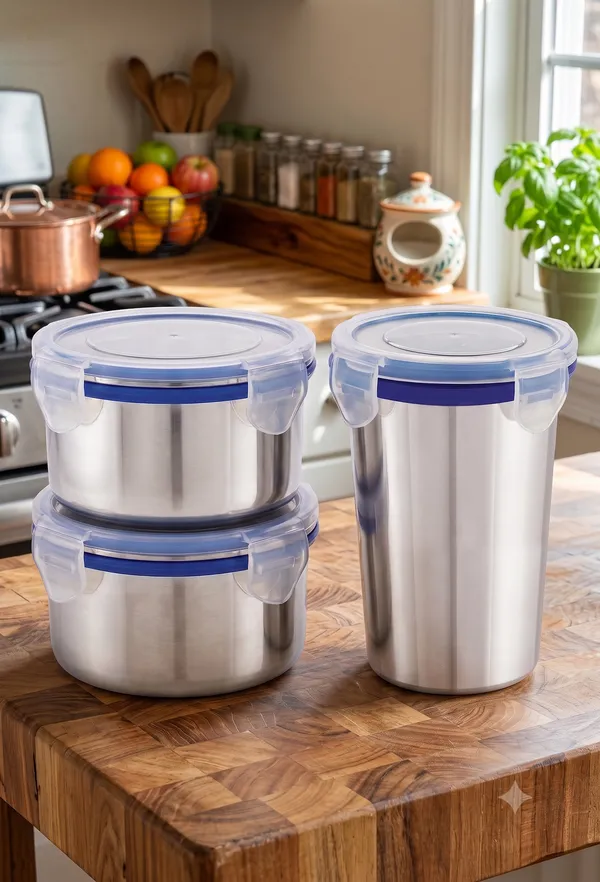 507_SS_Steel_Container_350_ML_-_2_Pcs_With_503_SS_Steel_Glass_ML_-_1_Pcs_Combo