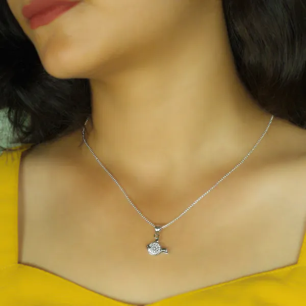 925_Silver_Fish_Pendant_With_Cz_Accent