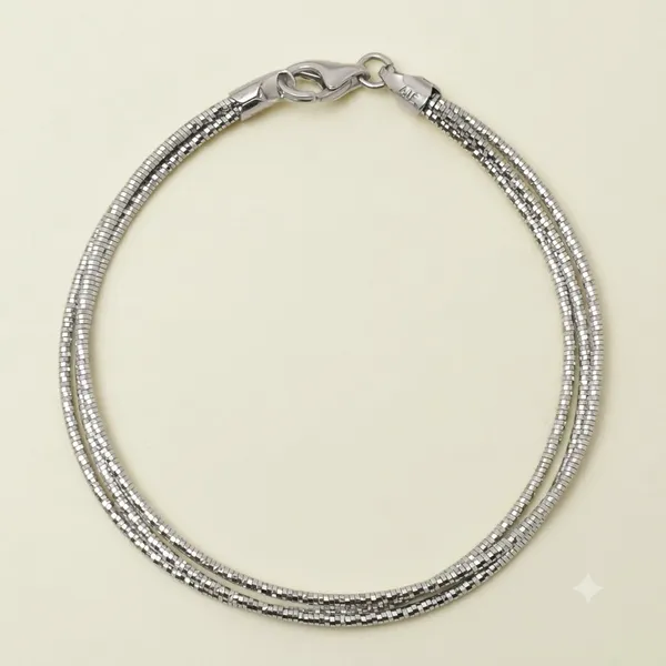 925_Silver_Textured_Snake_Style_Bracelet_Triple_Layer