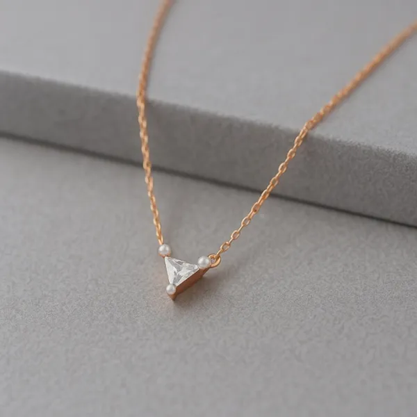 925_Silver_Rose_Gold_Triangle_Pendant_Necklace_With_Pearls