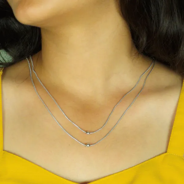 925_Silver_Double_Layer_Bead_Necklace_Minimal_Layered_Elegance