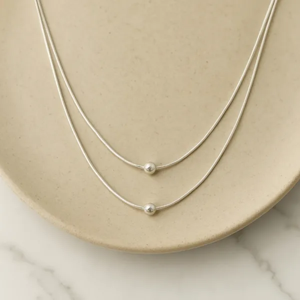 925_Silver_Double_Layer_Bead_Necklace_Minimal_Layered_Elegance