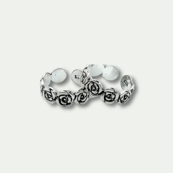 Oxidised_925_Silver_Rose_Toe_Ring_Adjustable_Tribal_Design