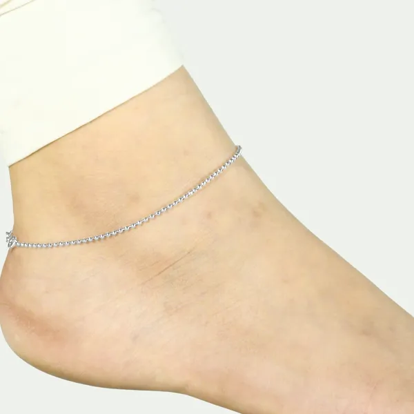 925_Silver_Beaded_Anklet_Minimal_Ball_Chain_Anklet_For_Women