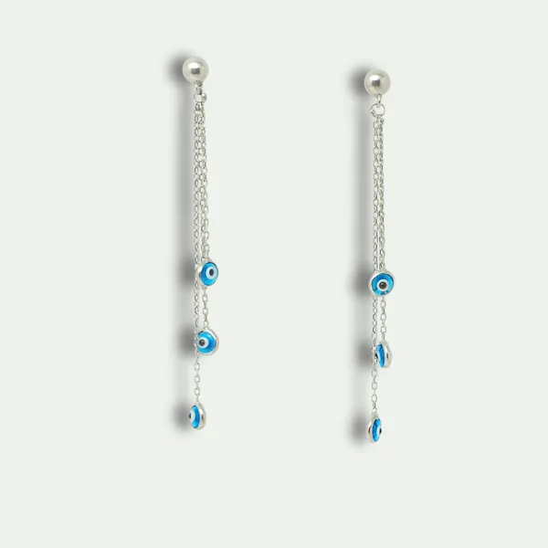 925_Silver_Long_Chain_Earrings_With_Triple_Evil_Eye_Charms_Anti_Nazar_Dangler