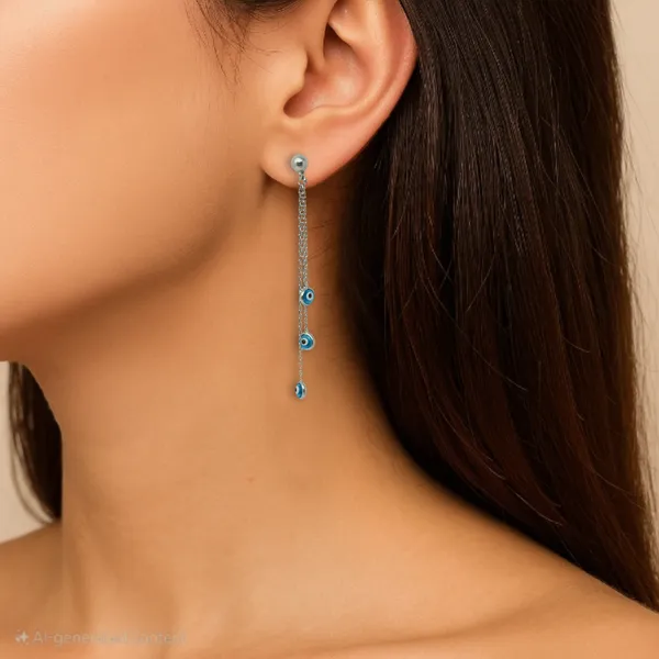 925_Silver_Long_Chain_Earrings_With_Triple_Evil_Eye_Charms_Anti_Nazar_Dangler