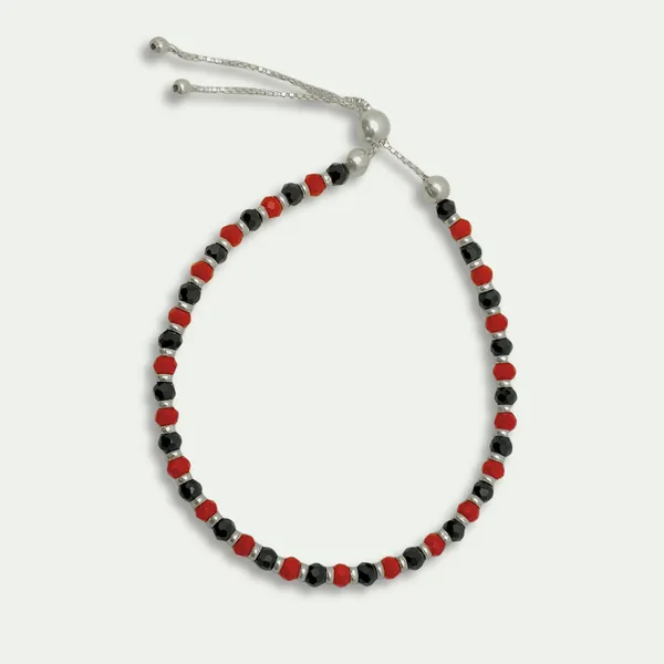 Adjustable_Red_Black_Silver_Beaded_Bracelet_In_925_Silver_Unisex