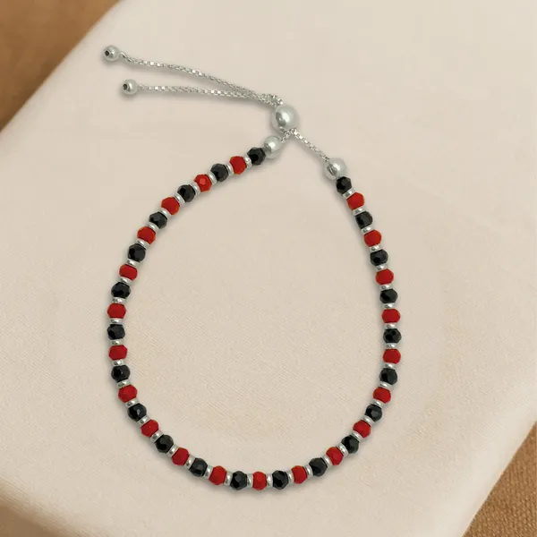 Adjustable_Red_Black_Silver_Beaded_Bracelet_In_925_Silver_Unisex