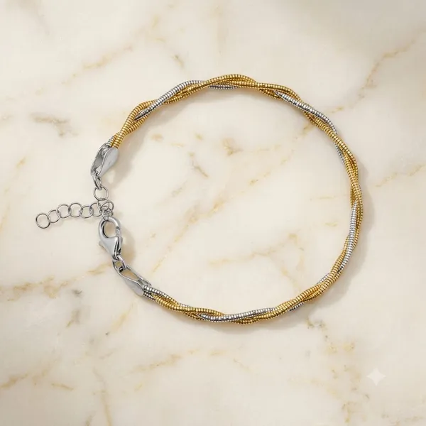 925_Silver_Snake_Chain_Bracelet_With_Gold_Plated_Finish