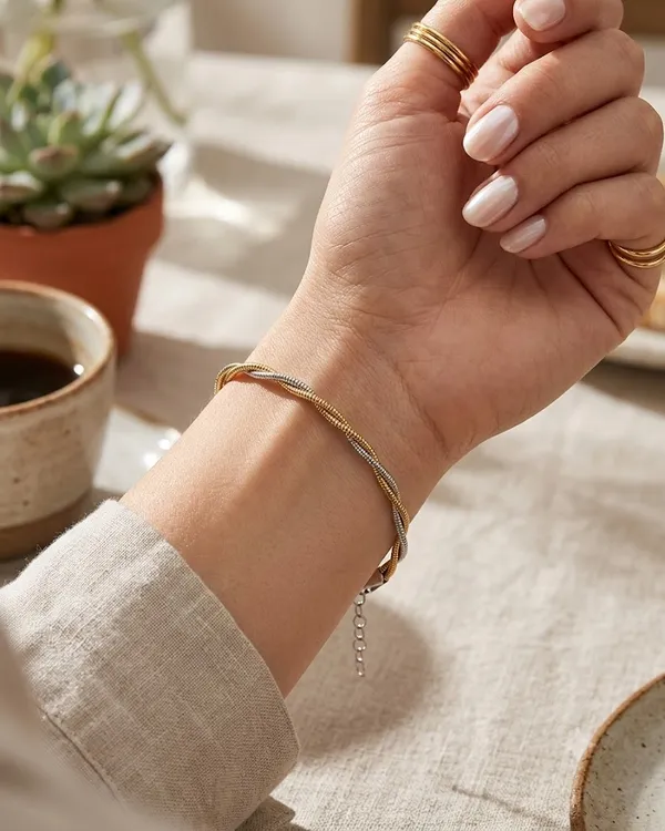 925_Silver_Snake_Chain_Bracelet_With_Gold_Plated_Finish