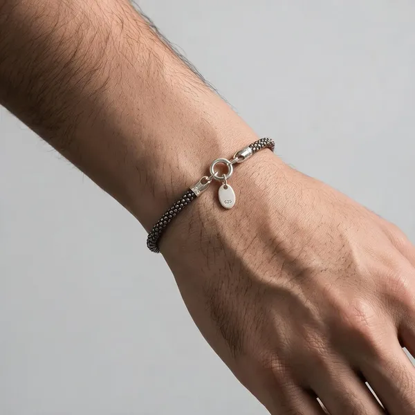 Oxidised_Caviar_Bracelet_In_925_Silver