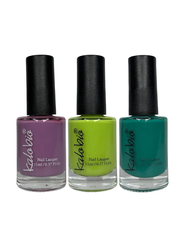 KALOBIO_Pastel_Nail_Enamel_Trio_–_Periwinkle,_Kelly_Green_&_Scarab_Green_|_Speckled_Nail_Polish_Set_|_Long-Lasting,_Quick-Dry