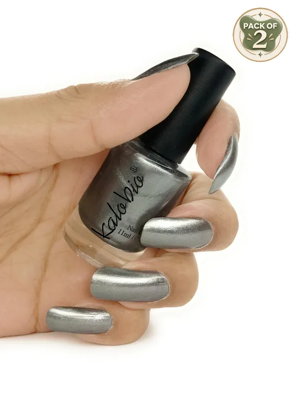 ColorHalo_Metallic_Nail_Lacquer_|_Long-Lasting,_High_Shine,_Chip-Resistant_&_Quick_Dry_Finish_|_Silver_Chrome_KM18_|_11ml_-_Pack_of_2