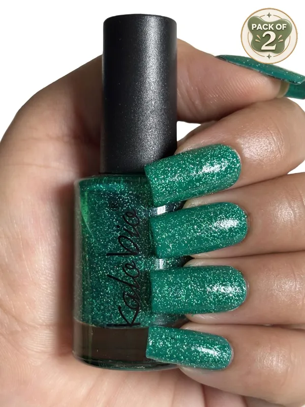 ColorHalo_Glitter_Nail_Lacquer_|_Intense_Sparkle,_Long-Lasting,_Chip-Resistant_&_Quick_Dry_Formula_|_Green_Sparkle_KSK02_|_11ml_-_Pack_of_2