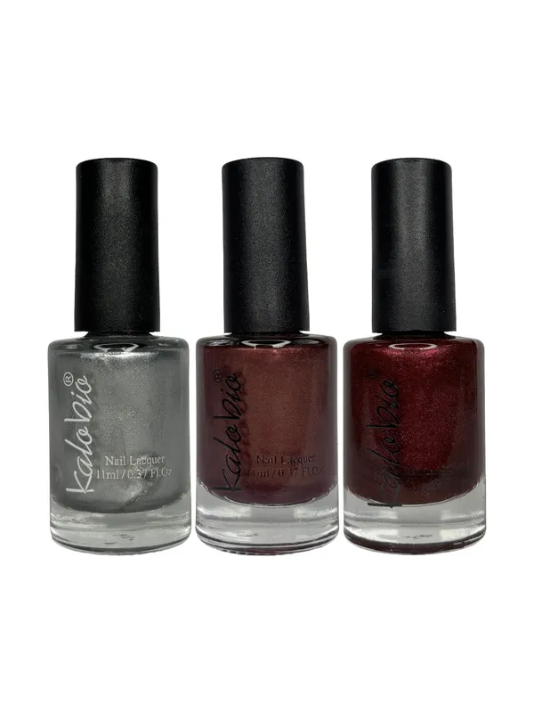KALOBIO_Metallic_Trio_–_Silver_Chrome,_Ledian_&_Dark_Garnet_|_Speckled_Nail_Polish_Set_|_Long-Lasting,_Quick-Dry